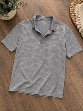 ZELOS Men's Gray Camo Polo Shirt